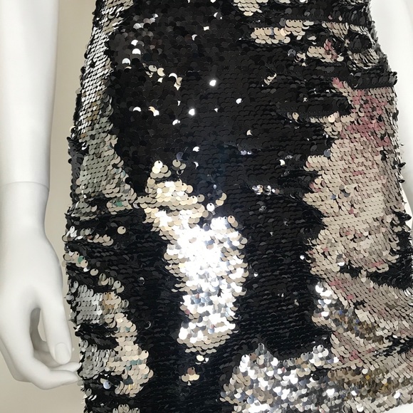 Sequin dress Avec M silver black sequin cocktail dress - Picture 2 of 10
